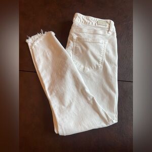 PAIGE Verdugo white denim Cropped White Jeans with Frayed Hem 30